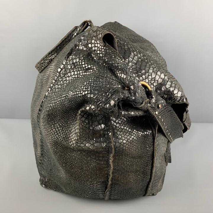 LE CUIR PERDU Bolso tote extragrande de cuero texturizado en oro negro