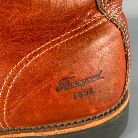 THOROGOOD Size 11 Brown Contrast Stitch Leather Lug Sole Boots