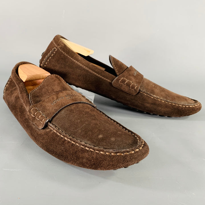 LOUIS VUITTON Size 13 Brown Suede Drivers Loafers