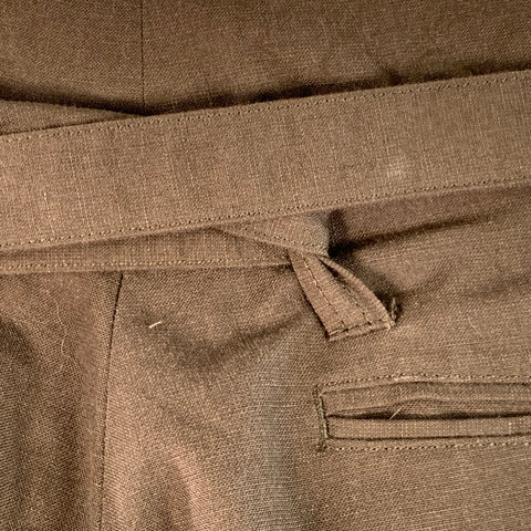 VISVIM Size L Hakama Dark Olive Wool Linen Pleated Belted Tapered Dress Pants