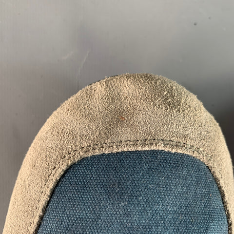 GOLDEN GOOSE STARLAND Size 11 Blue Grey Brown Color Block Canvas Suede Low Top Sneakers