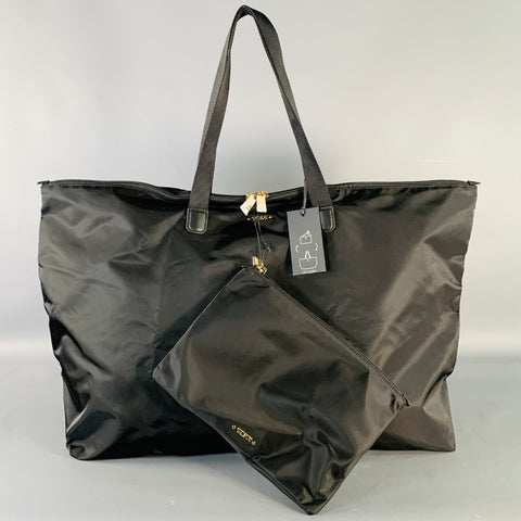 TUMI Just in Case Black Nylon Packable Tote Bag