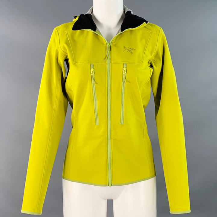 ARCTERYX Size S Yellow Chartreuse Nylon Hooded Zip Up Jacket