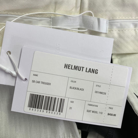 HELMUT LANG Size 40 Black Virgin Wool Notch Lapel Seatbelt Suit