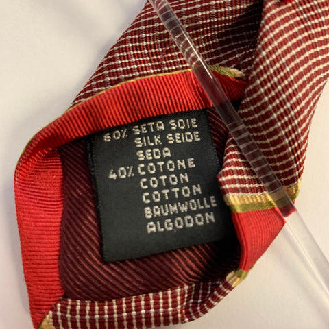 ERMENEGILDO ZEGNA  One Size Red Gold Diagonal Stripe Silk Tie