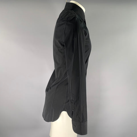 GUCCI SS 2023 Size S Black Cotton GG  Long Sleeve Dress  Shirt