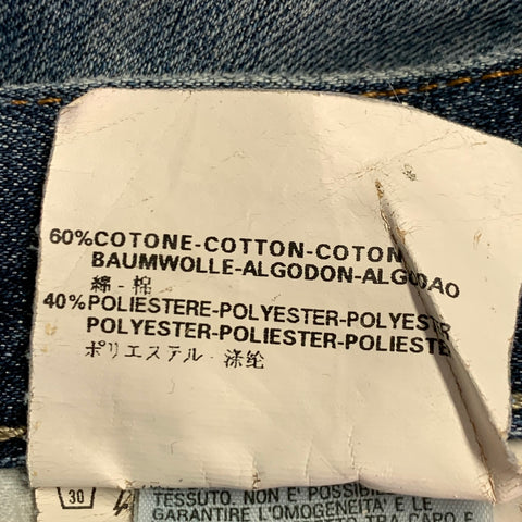 REPLAY Size 32 Blue Contrast Stitch Cotton Blend Straight Jeans