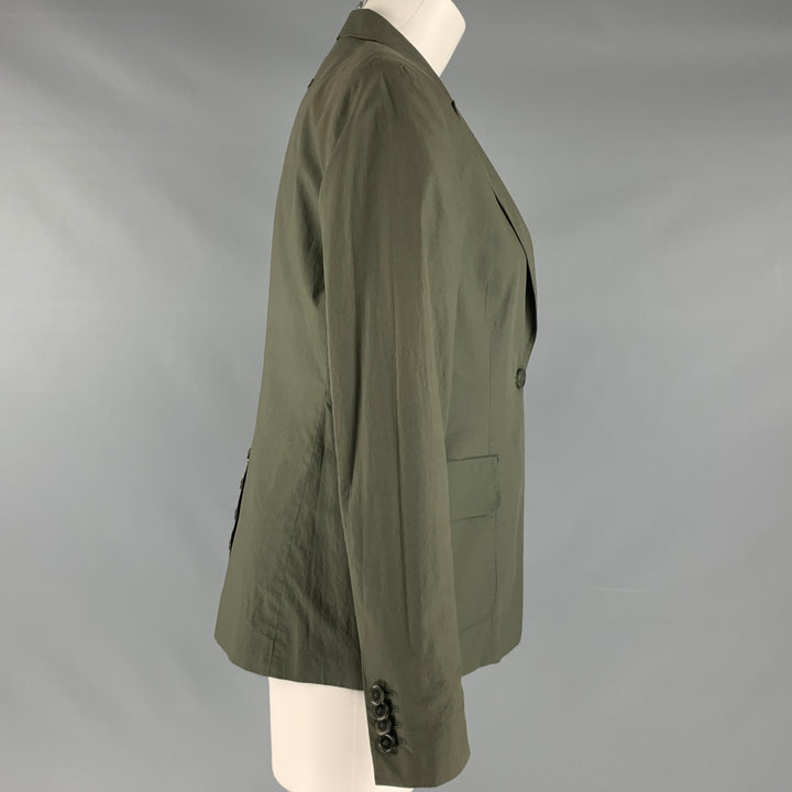 PAUW Size 2 Green Olive Cotton Single Button Jacket