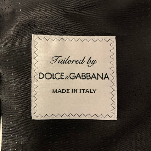DOLCE & GABBANA Size 40 Black White Dot Cotton Blend Tuxedo Sport Coat