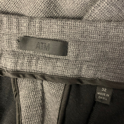 ATM Size 32 Grey Cotton Blend Pintuck Casual Pants