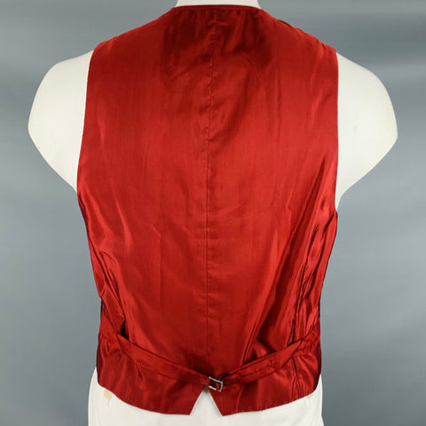 CHARVET Size L Burgundy Black Jacquard Silk Buttoned Vest
