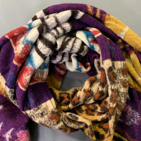 KAPITAL Multi Color Patchwork Oversized Wool Scarf