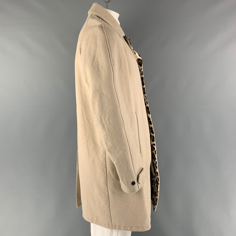 BURBERRY PRORSUM  Size 44 Beige Brown Mixed Fabrics Raglan Coat
