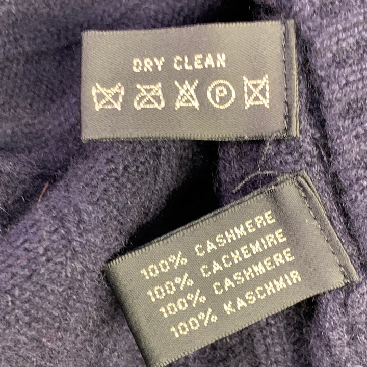 RALPH LAUREN Size S Navy Cashmere Cable Knit Slim Fit V-Neck Sweater