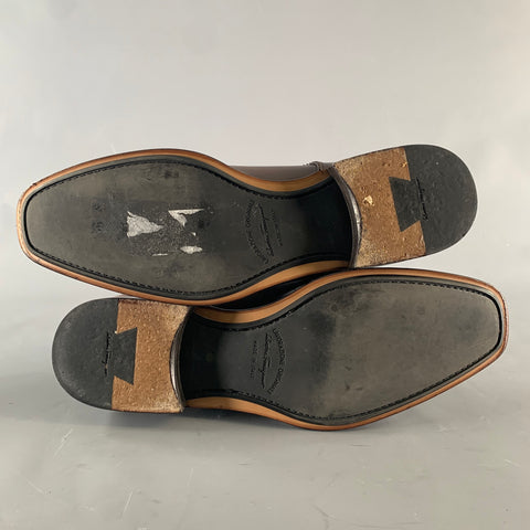 SALVATORE FERRAGAMO Size 10.5 Brown Solid Leather Lace Up Lace Up Shoes