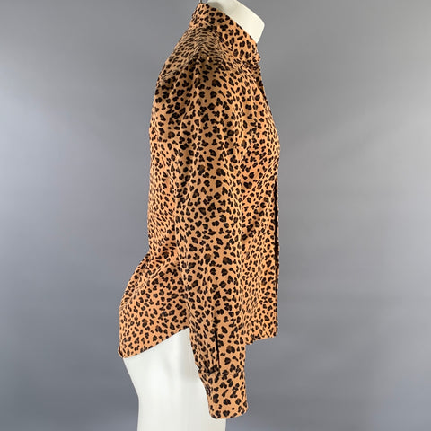 NAKED AND FAMOUS Size M Brown Black Animal Print Button Down Long Sleeve Shirt