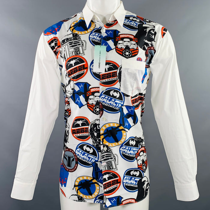 COMME des GARCONS SHIRT Size M Star Wars White Multi Color Print Cotton Long Sleeve Shirt