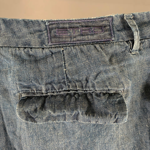 ETRO Size 36 Blue Chambray Linen Shorts