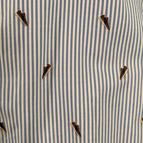 ZEGNA Size XL Blue White Stripe Cotton One Pocket Long Sleeve Shirt