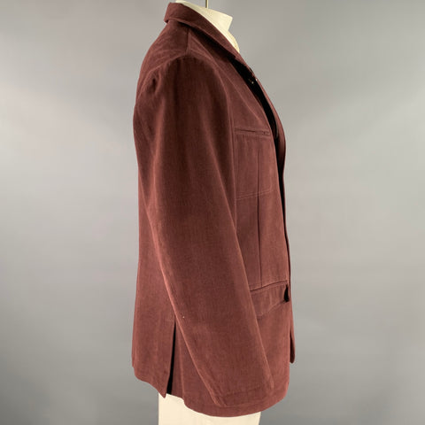LORO PIANA Size XL Burgundy Cotton Zip Up Jacket