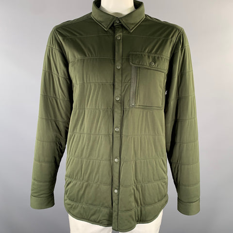 SNOW PEAK Size XXL Green Quilted Polyester Shirt Jacket