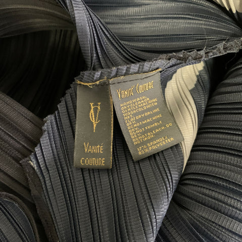 VANITE COUTURE Size One Size Grey White Polyester Spandex Pleated Casual Top