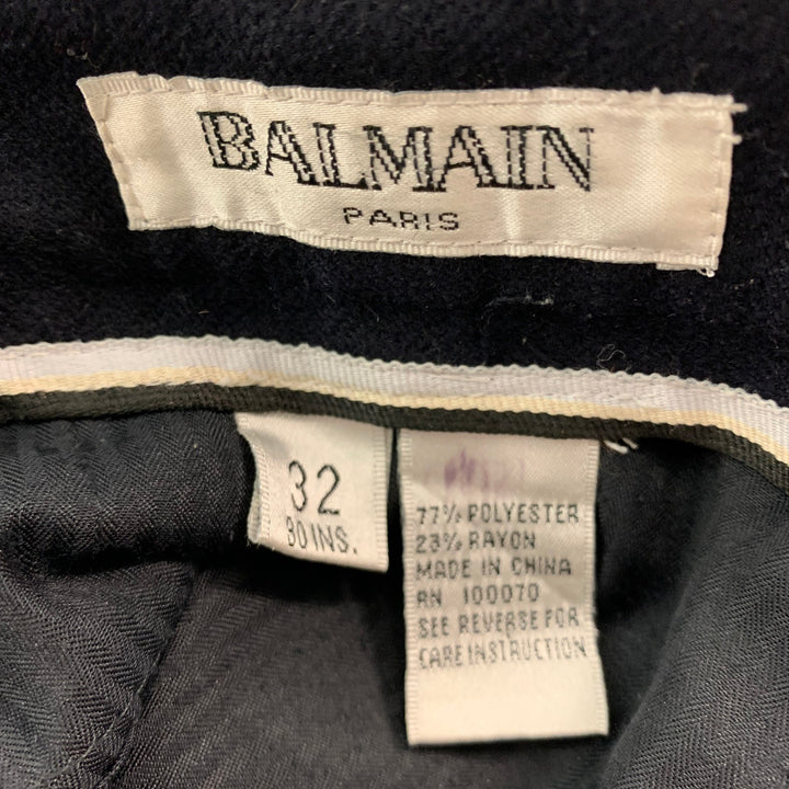 BALMAIN Size 32 Black Polyester Rayon Flat Front Dress Pants