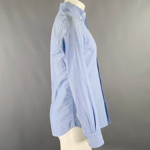 WINGS and HORNS Size S Blue Oxford Cotton One Pocket Long Sleeve Shirt
