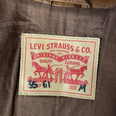 LEVI STRAUSS Size M Brown Mahagony Grain Leather Trucker Jacket