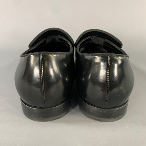 BURBERRY Size 7 Black Leather Slip On Loafers
