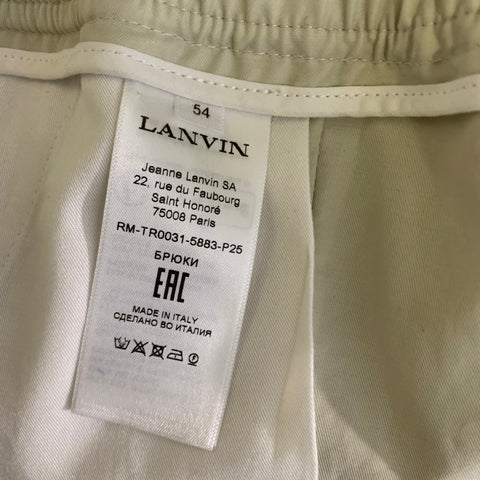 LANVIN Size 38 Cream Cotton Zip Fly Casual Pants