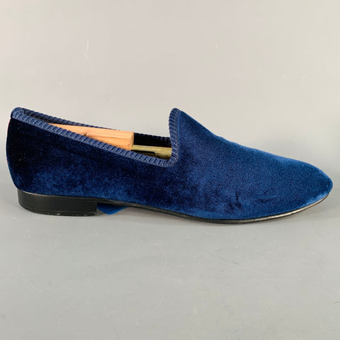 DEL TORO Size 11.5 Blue Red Velvet Slip On Loafers