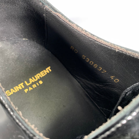 SAINT LAURENT Size 7 Black Leather Lace Lace Up Shoes