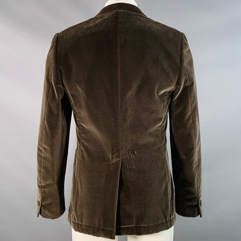 PAUL SMITH Size 40 Olive Green Cotton Velvet Notch Lapel Sport Coat