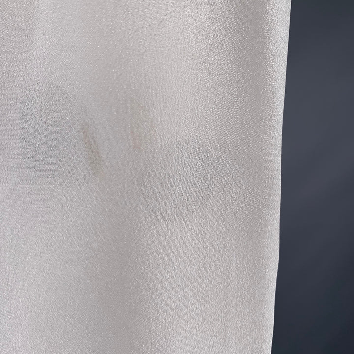 DEREK LAM Size 6 White Black Silk Polka Dot Collarless Blouse