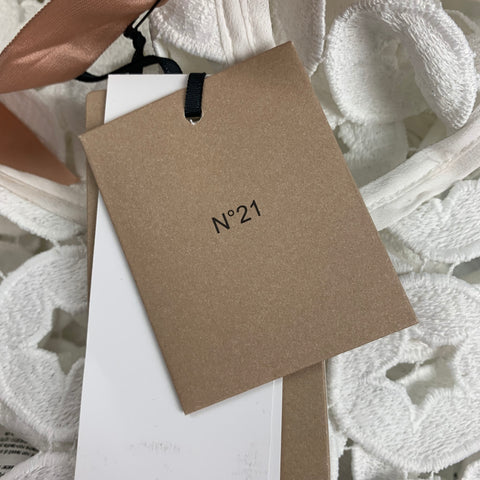 Nº21 Vestido talle caído con ojales de poliéster blanco Talla 4