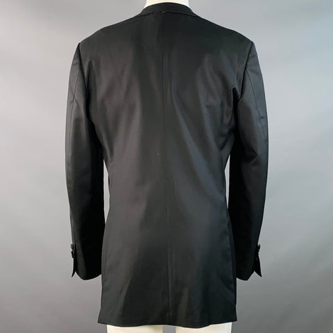SUITSUPPLY Size 38 Long Black Wool Peak Lapel Sport Coat