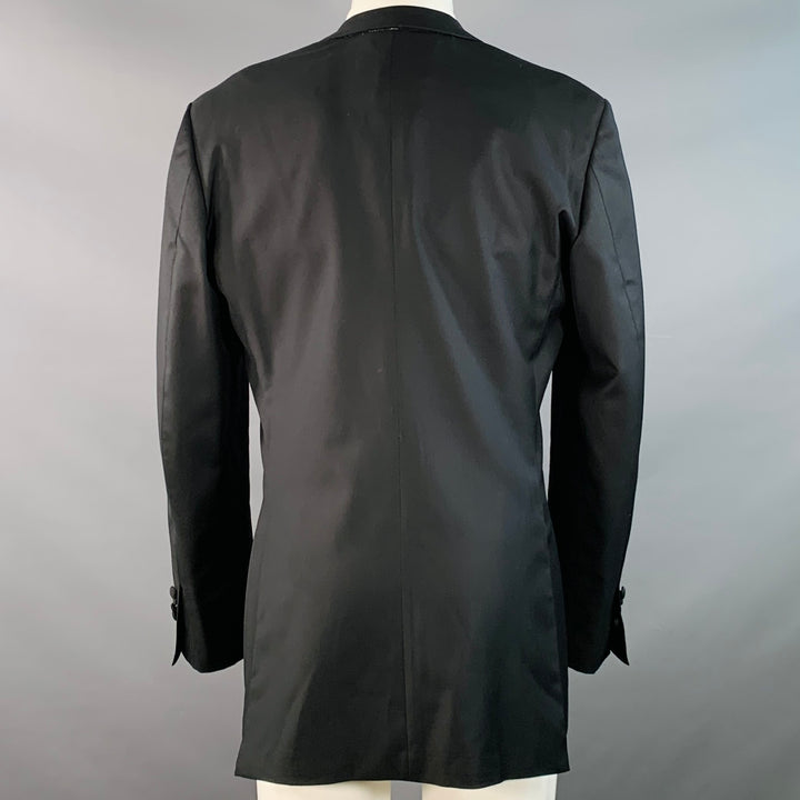 SUITSUPPLY Size 38 Long Black Wool Peak Lapel Sport Coat