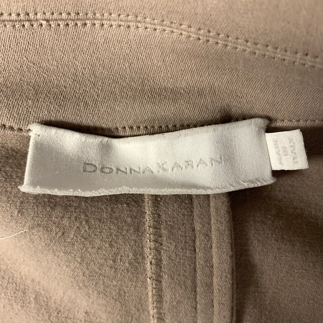 DONNA KARAN Size 8 Beige Cotton Blend Mock Collar Jacket