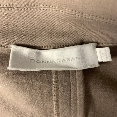 DONNA KARAN Size 8 Beige Cotton Blend Mock Collar Jacket
