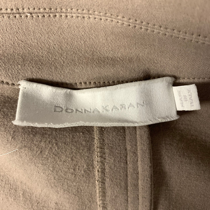DONNA KARAN Size 8 Beige Cotton Blend Mock Collar Jacket