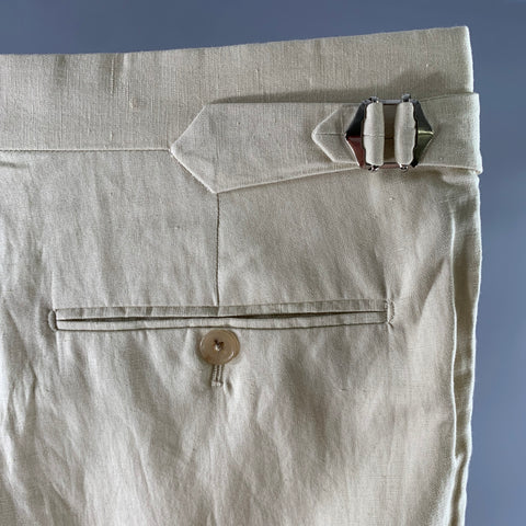 RALPH LAUREN Size 36 Cream Silk Linen Relaxed Fit Dress Pants