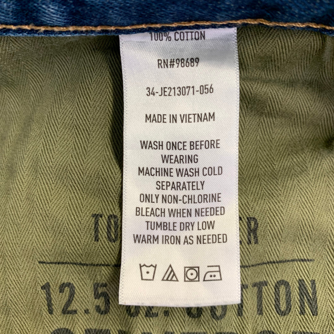 TODD SNYDER Size 32 Blue Cotton Straight Selvedge Denim Button Fly Jeans