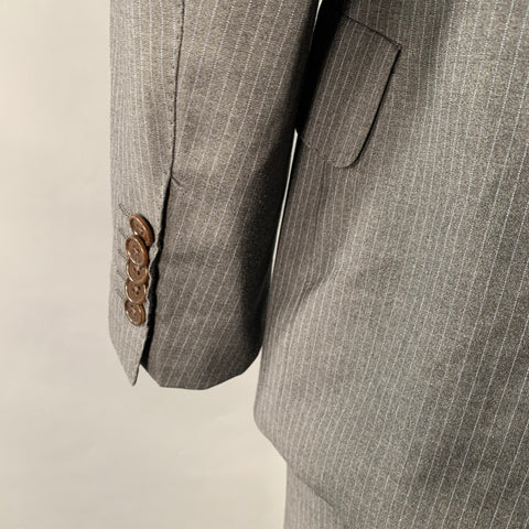 PAUL SMITH Size 44 The Byard Grey Blue Pinstripe Viscose Single Breasted Suit