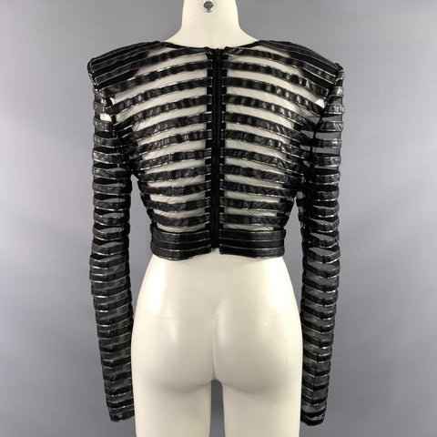 ZHIVAGO Size M Black Silver Polyester Stripe Cropped Dress Top