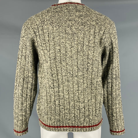 RALPH LAUREN Size M Beige Black Knitted Wool Nylon Crew Neck Sweater