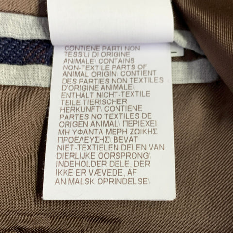 BRUNELLO CUCINELLI Size 46 Navy Brown Plaid Linen Blend Sport Coat