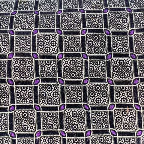 CANALI One Size Black Purple Checkered Jacquard Silk Tie