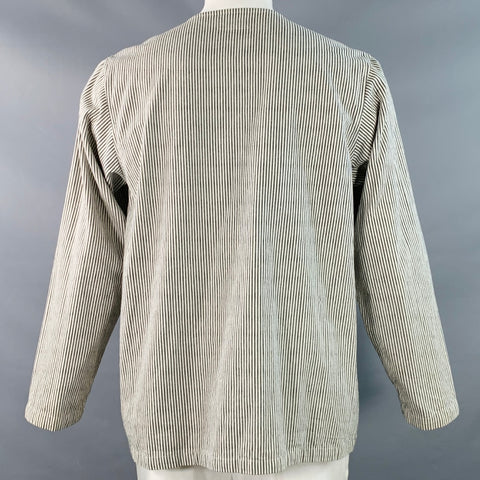 CHIMALA Taille L Rayures Blanches et Noires Coton Deux Poches Veste sans Col