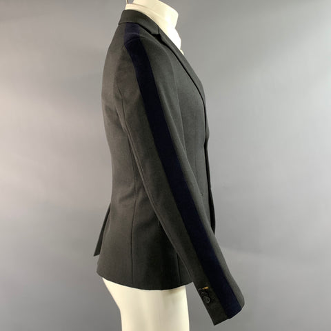 FENDI Chest Size 36 Grey Navy Wool Blend Sport Coat